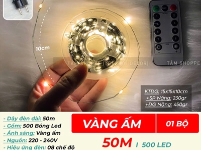 Dây đèn led đom đóm trơn [Dây xanh - Led dày - Remote] DAYDEN-05