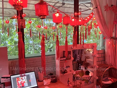 Dây đèn lồng Tết màu đỏ phát sáng [Nhiều kiểu - Điện] DAYDEN-26