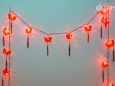 Dây đèn lồng Tết màu đỏ phát sáng [Nhiều kiểu - Điện] DAYDEN-26