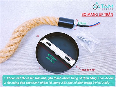 Đèn thả trần khung sắt quấn dây thừng Rustic [Nhiều kiểu - Full PK] DENTHATRAN-01