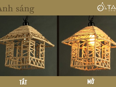 Đèn thả trần khung sắt quấn dây thừng Rustic [Nhiều kiểu - Full PK] DENTHATRAN-01