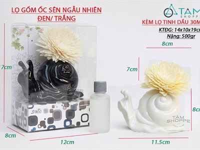 Bộ tinh dầu tự khuếch tán lọ ốc sên gốm 30ml