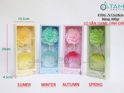 Bộ tinh dầu tự khuếch tán lọ màu trong suốt bốn mùa Yilansam 100ml