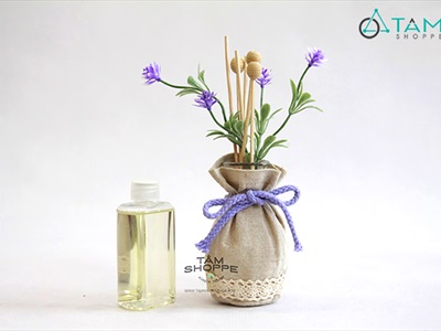 Bộ tinh dầu tự khuếch tán lọ vải Vintage hoa tím 100ml