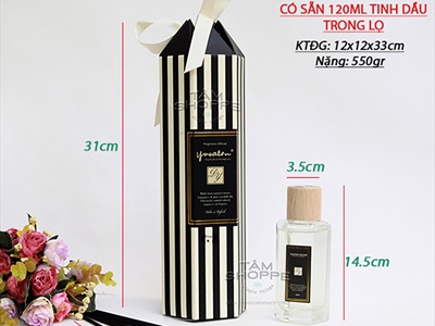 Bộ tinh dầu tự khuếch tán que đen hộp sọc 120ml
