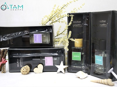 Bộ tinh dầu tự khuếch tán que đen lọ cao đơn giản 100ml