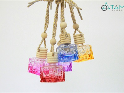 Chai đựng tinh dầu treo xe ô tô tự tỏa hương hình vuông (Chai không) TD-TX-03