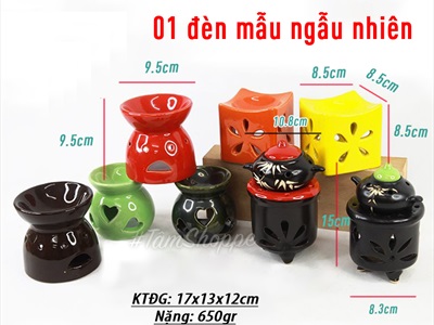 Combo: 01 đèn đốt nến + 01 vỉ nến 10 viên 4h + 01 tinh dầu 10ml (được chọn mùi) DDTD-COMBO-01