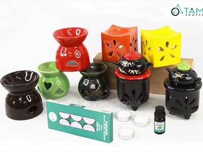 Combo: 01 đèn đốt nến + 01 vỉ nến 10 viên 4h + 01 tinh dầu 10ml (được chọn mùi) DDTD-COMBO-01