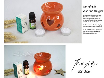 Combo: 01 đèn đốt nến + 01 vỉ nến 10 viên 4h + 01 tinh dầu 10ml (được chọn mùi) DDTD-COMBO-01