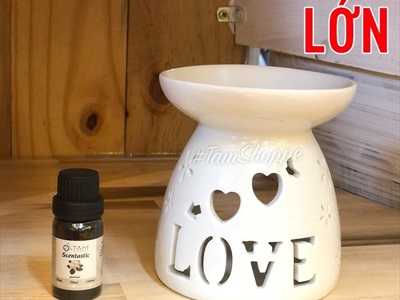 Đèn đốt tinh dầu gốm trắng chân váy chữ LOVE DDTD-GOM-05