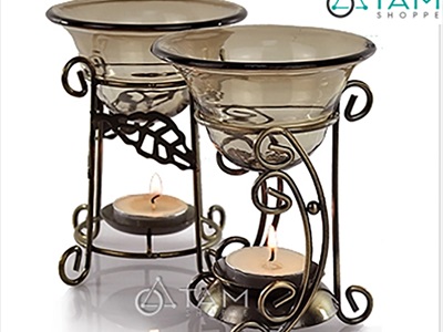Đèn đốt tinh dầu khung sắt Bắc Âu DDTD-KS-01