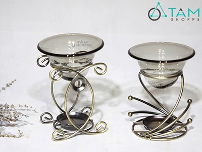 Đèn đốt tinh dầu khung sắt Bắc Âu DDTD-KS-01