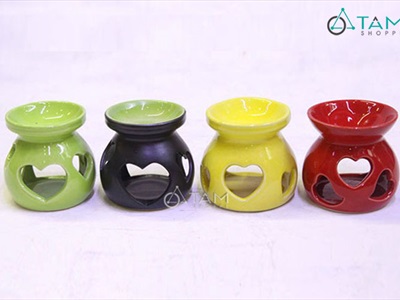 Đèn đốt tinh dầu trầm tim màu DDTD-GOM-04