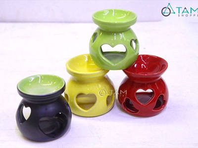 Đèn đốt tinh dầu trầm tim màu DDTD-GOM-04