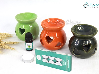 Đèn đốt tinh dầu trầm tim màu DDTD-GOM-04