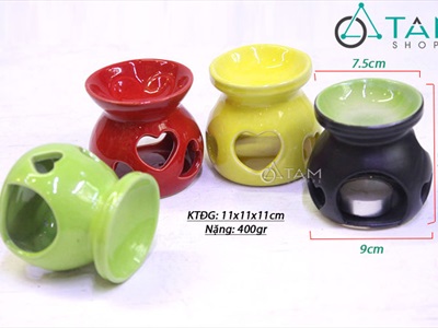 Đèn đốt tinh dầu trầm tim màu DDTD-GOM-04