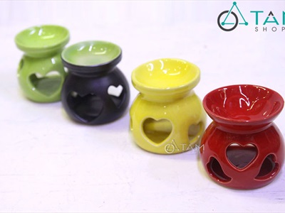 Đèn đốt tinh dầu trầm tim màu DDTD-GOM-04