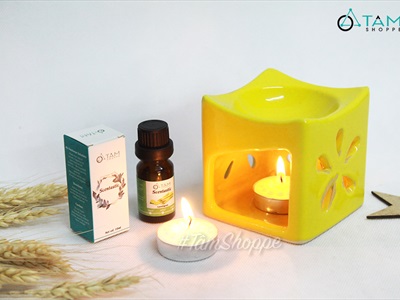 Đèn đốt tinh dầu trầm vuông hoa thị DDTD-GOM-03