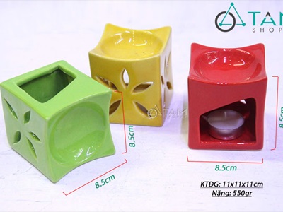 Đèn đốt tinh dầu trầm vuông hoa thị DDTD-GOM-03