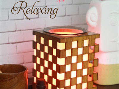 Đèn xông tinh dầu gỗ bàn cờ ô vuông [Tặng bóng đèn] DXTDD-M0290