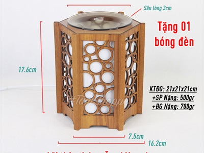 Đèn xông tinh dầu gỗ bong bóng tròn [Tặng bóng đèn] DXTDD-M0285