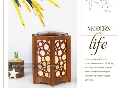 Đèn xông tinh dầu gỗ bong bóng tròn [Tặng bóng đèn] DXTDD-M0285