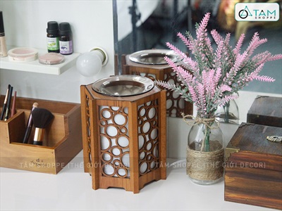 Đèn xông tinh dầu gỗ bong bóng tròn [Tặng bóng đèn] DXTDD-M0285