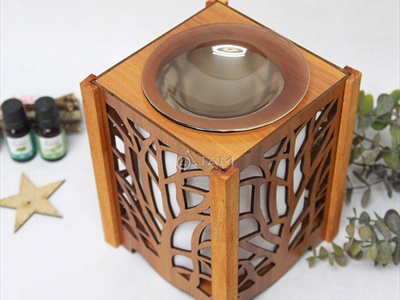 Đèn xông tinh dầu gỗ họa tiết rừng cây [Tặng bóng đèn] DXTDD-M0288