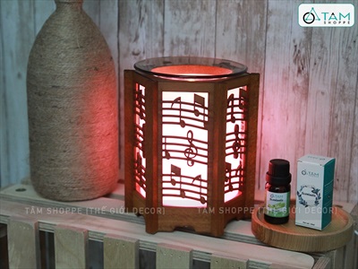 Đèn xông tinh dầu gỗ nốt nhạc vui [Tặng bóng đèn] DXTDD-M0292