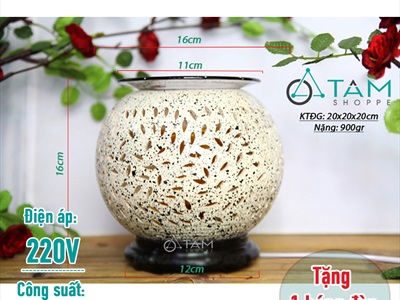 Đèn xông tinh dầu gốm vỏ trứng cút [Tặng bóng đèn] DXTDD-GOM-VTC