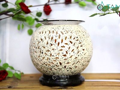 Đèn xông tinh dầu gốm vỏ trứng cút [Tặng bóng đèn] DXTDD-GOM-VTC