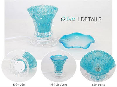 COMBO: 01 đèn xông tinh dầu điện thủy tinh + 01 tinh dầu 10ml [Tặng bóng đèn] DXTDD-COMBO-01
