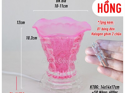 Đèn xông tinh dầu thuỷ tinh ngẫu nhiên kiểu [Tặng bóng đèn] DXTDD-TT-LXK