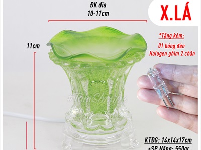 Đèn xông tinh dầu thuỷ tinh ngẫu nhiên kiểu [Tặng bóng đèn] DXTDD-TT-LXK