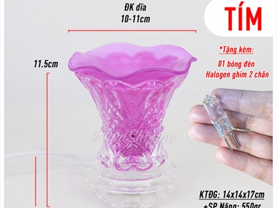 Đèn xông tinh dầu thuỷ tinh ngẫu nhiên kiểu [Tặng bóng đèn] DXTDD-TT-LXK