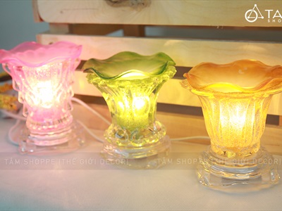 Đèn xông tinh dầu thuỷ tinh ngẫu nhiên kiểu [Tặng bóng đèn] DXTDD-TT-LXK