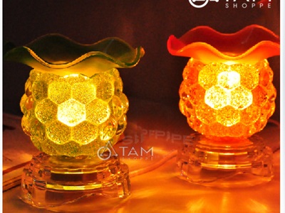 Đèn xông tinh dầu thủy tinh trái nho [Tặng bóng đèn] DXTDD-C0061