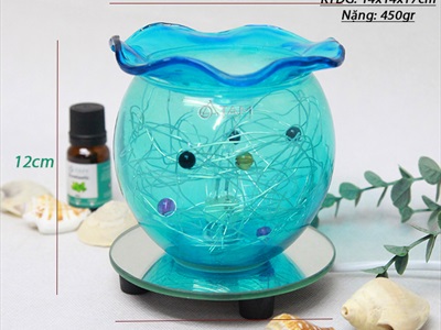 Đèn xông tinh dầu thủy tinh tráng gương phong cách biển [ Tặng bóng đèn ] DXTDD-B5086