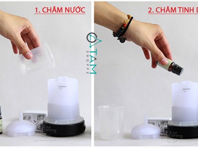 Máy khuếch tán tinh dầu Gốm hoa nổi mẫu đơn phun khói siêu âm [Tặng tinh dầu] MKTTD-03