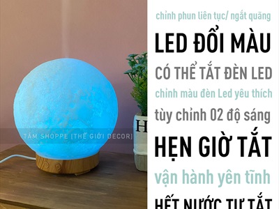 Máy khuếch tán tinh dầu hình mặt trăng [Cáp USB -Tặng tinh dầu] MKTTD-27