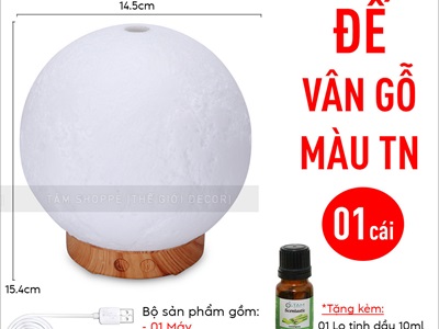 Máy khuếch tán tinh dầu hình mặt trăng [Cáp USB -Tặng tinh dầu] MKTTD-27