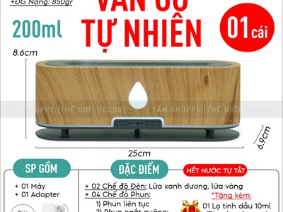 Máy khuếch tán tinh dầu ngọn lửa dài giọt nuớc [Kèm Adaptor -Tặng tinh dầu] MKTTD-32