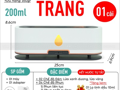 Máy khuếch tán tinh dầu ngọn lửa dài giọt nuớc [Kèm Adaptor -Tặng tinh dầu] MKTTD-32