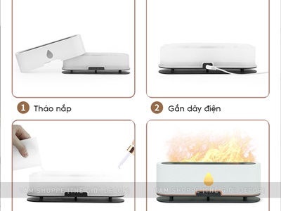 Máy khuếch tán tinh dầu ngọn lửa dài giọt nuớc [Kèm Adaptor -Tặng tinh dầu] MKTTD-32