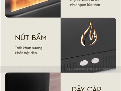 Máy khuếch tán tinh dầu ngọn lửa dài giọt nuớc [Kèm Adaptor -Tặng tinh dầu] MKTTD-32