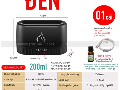 Máy khuếch tán tinh dầu ngọn lửa đơn giản [Cáp USB -Tặng tinh dầu] MKTTD-31