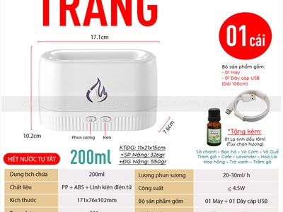 Máy khuếch tán tinh dầu ngọn lửa đơn giản [Cáp USB -Tặng tinh dầu] MKTTD-31