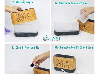 Máy khuếch tán tinh dầu phun khói siêu âm ngọn lửa [Tặng tinh dầu] MKTTD-18