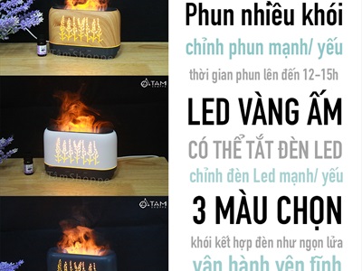 Máy khuếch tán tinh dầu phun khói siêu âm ngọn lửa [Tặng tinh dầu] MKTTD-18